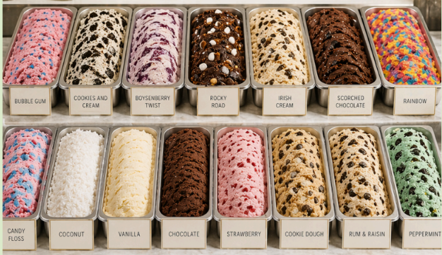Arcana Brisbane ice cream station with colourful flavours for events and functions